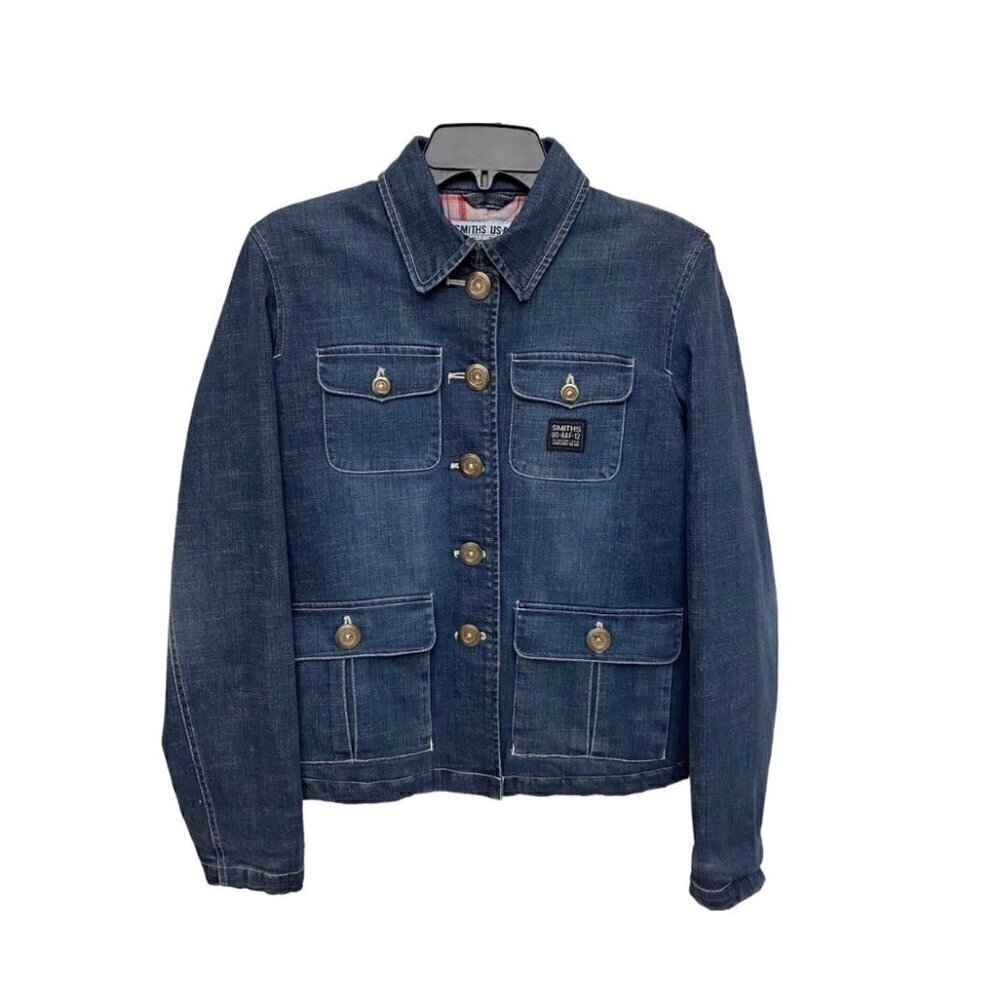Smiths US-AAF Women’s Blue Denim Utility Workwear Quilted Jean Jacket - Picture 2 of 7